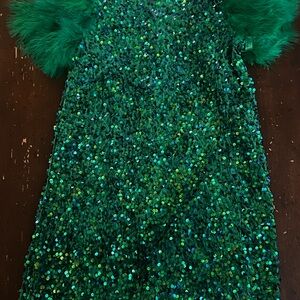 Lola + The Boys Green Sequin Kids Dress